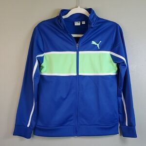 Puma Kids Blue and Green Track Jacket. Size 14/16